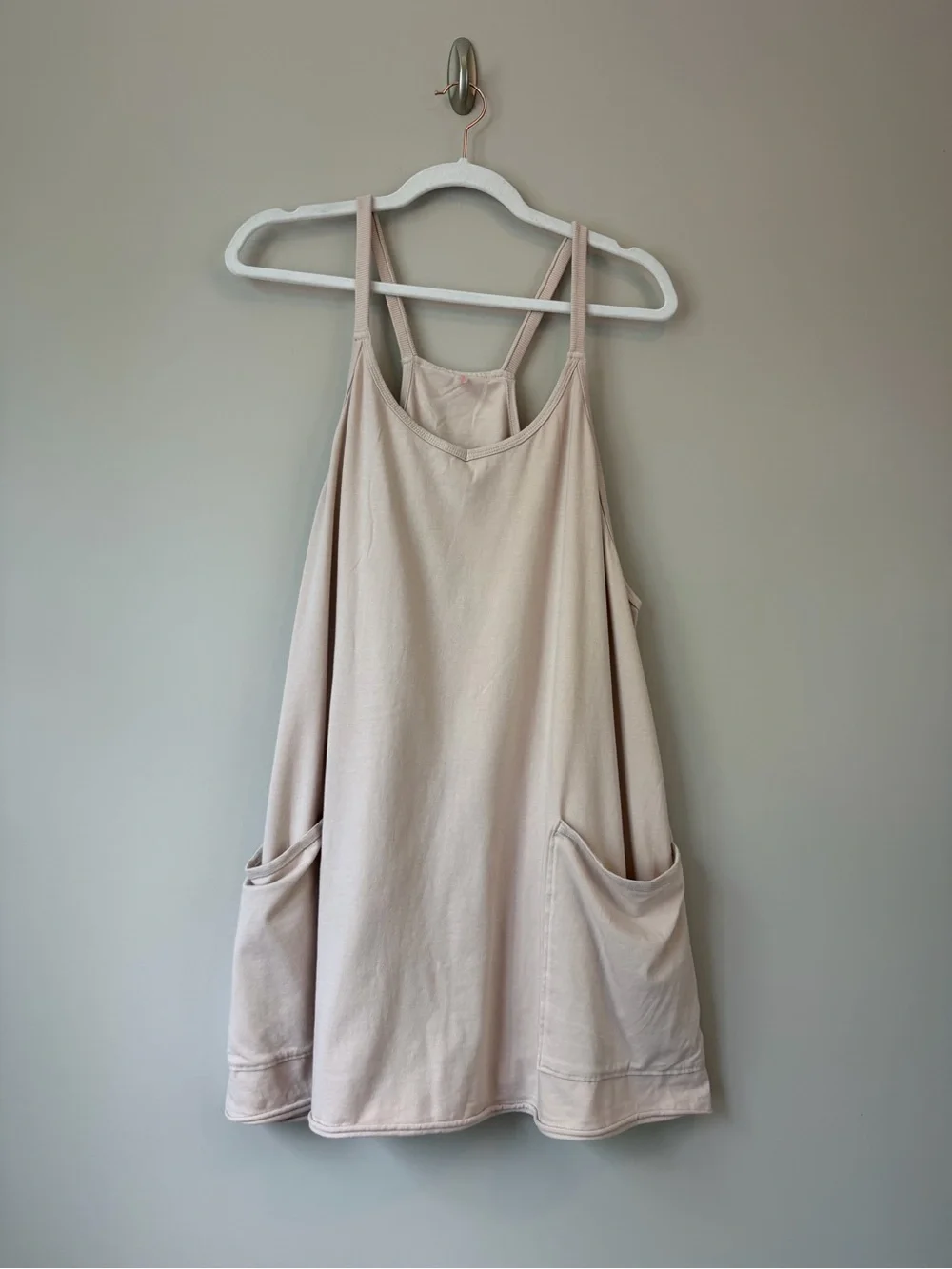 Free People Movement Hot Shot Beige Racerback Pocket Mini Dress Size L